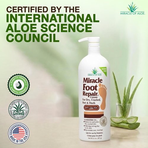 Miracle Foot Repair Cream - 32 Oz | UltraAloe Moisturizes & Repairs Dry, Cracked Heels