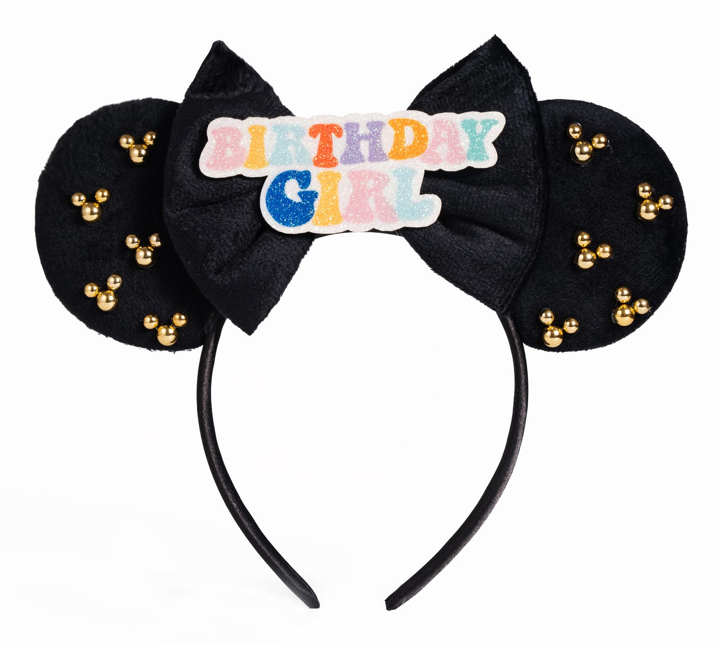 WW-WONDERFULWORLD Mouse Ears Birthday Girl Headbands With Cute and Exquisite Decoration, for Costume Cosplay Glitter Party, Black; BR10H