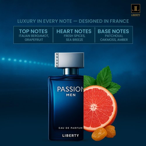 Liberty Luxury Passion Eau De Parfum for Men - Long Lasting Bold Spicy Scent | 100ml (3.4oz)