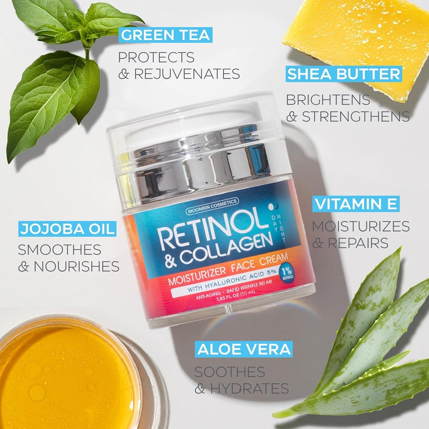 Skiennix Retinol Cream - Anti-Aging Moisturizer with Hyaluronic Acid for Men & Women | 1.85 Oz