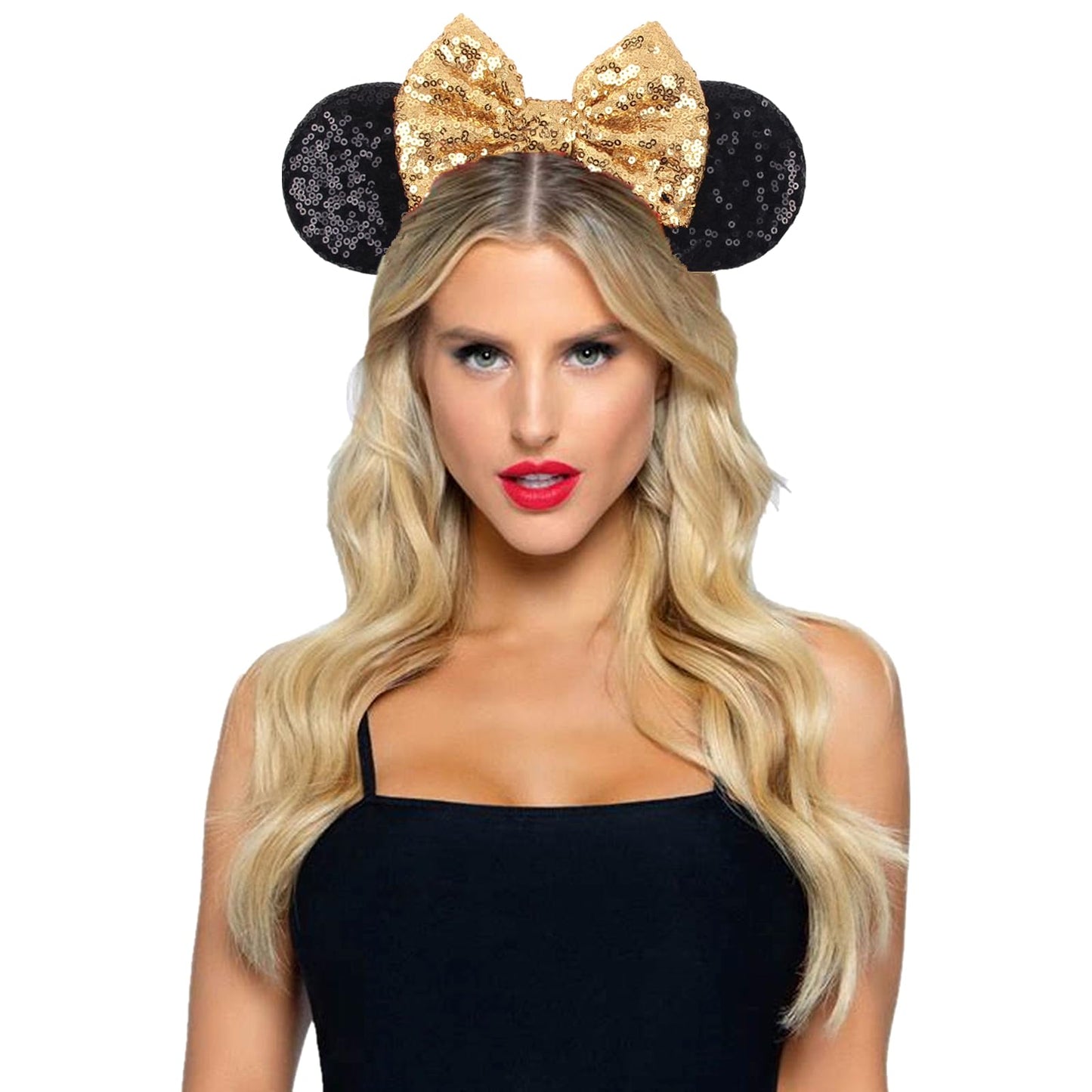 JOYFISCO Mouse Ears Headbands Shiny Bow Mouse Ears Headband Glitter Party Princess Decoration Cosplay Costume for Women Girls