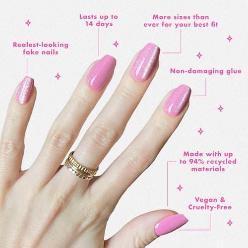 Olive & June Press-On Nails - Maximalist Instant Mani | 42 Non-Toxic, Long-Lasting Nails | Medium Coffin | Rose Velvet