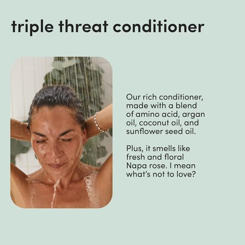 Hers Triple Threat Shampoo & Conditioner Set - Biotin & Pumpkin Seed Oil Formula - Thickens & Hydrates - Color-Safe, Vegan - 6.4 Fl Oz, 2 Count