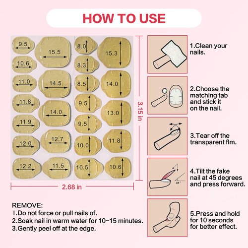 Curvlife 50 Sheets High Polymer Jelly Glue for Fake Nails, 12 Sizes Waterproof Breathable Double-Sided Nail Adhesives, 0.4mm Thick Press On Nails Glue Stickers for Daily Use