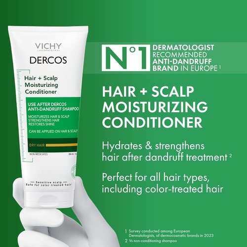 Dercos Hair & Scalp Moisturizing Conditioner - Strengthens & Hydrates with Glycerin, Niacinamide + Hyaluronic Acid | 6.7 Fl Oz