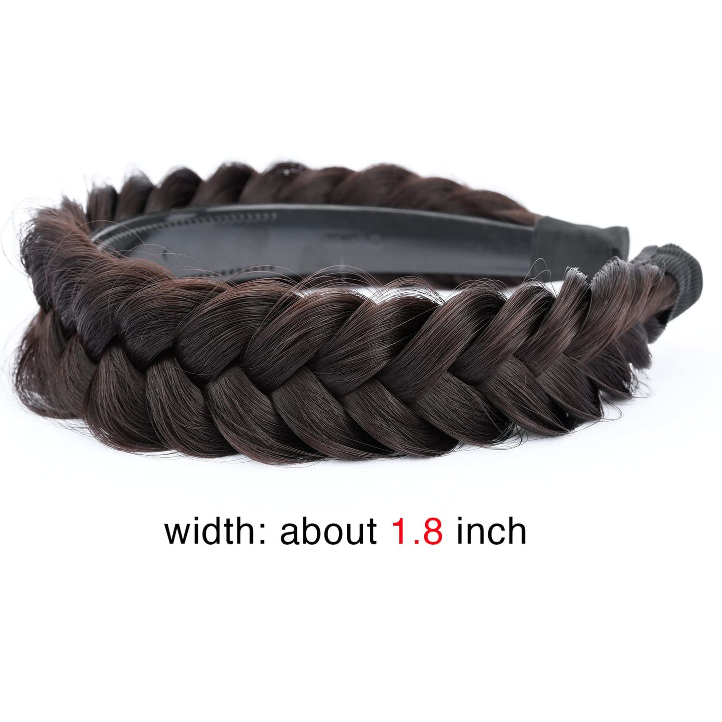 Gledola Wide Braided Headband With Teeth Braids Hairband With Tooth Synthetic Hair Band Plaited Hairband For Women (W-Chocolate)