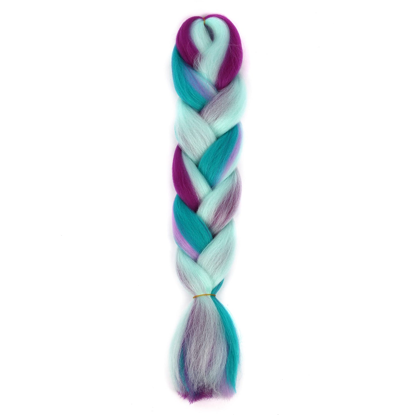 CliCling 4 Colors Mix Braiding Hair Extensions Synthetic Jumbo Hair for Crochet Box Braids Twist Braid (Mint Green-Light Purple- Dark Purple-Green)