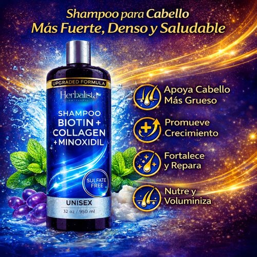 Herbalista Biotin & Collagen Shampoo - Sulfate-Free Thickening Cleanser for Fuller, Stronger Hair | 32 oz (950 ml)