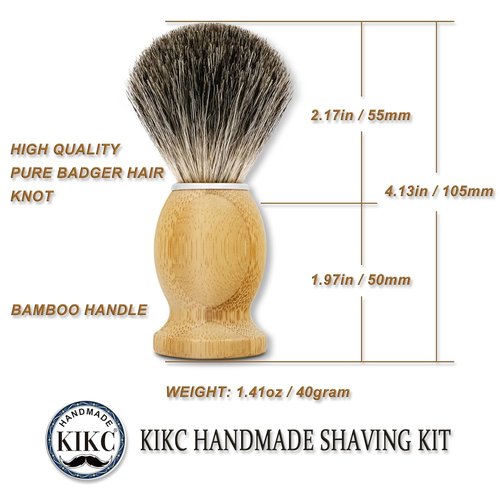 KIKC Handcrafted Badger Shaving Brush - Comfortable Bamboo Handle & Soft Bristles | Perfect Gift for Bearded Men