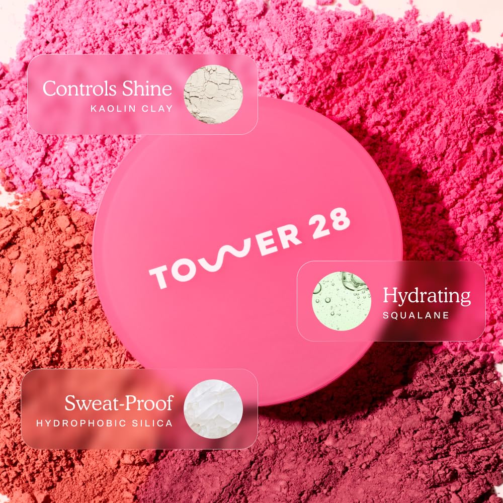 Tower 28 GetSet Matte Powder Blush - 12-Hour Long-Lasting, Talc-Free Formula for Sensitive Skin - Culver Crush (1.13 oz)