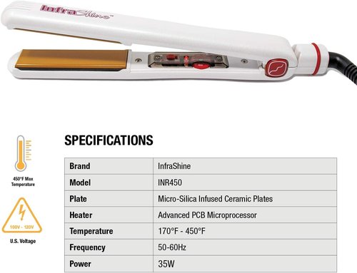 Redline Professional Flat Iron - 1" White Hair Straightener for Sleek, Frizz-Free Styles