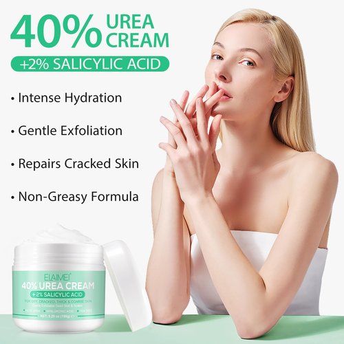 Jiugonggang 40% Urea Cream with 2% Salicylic Acid for Dry Cracked, Feet/Heel Cream Moisturizer for Dry Cracked Heel, Knees, Elbows, Hands, Callus Remover, Callus Remover,Feet Repair Cream, 5.3 Oz