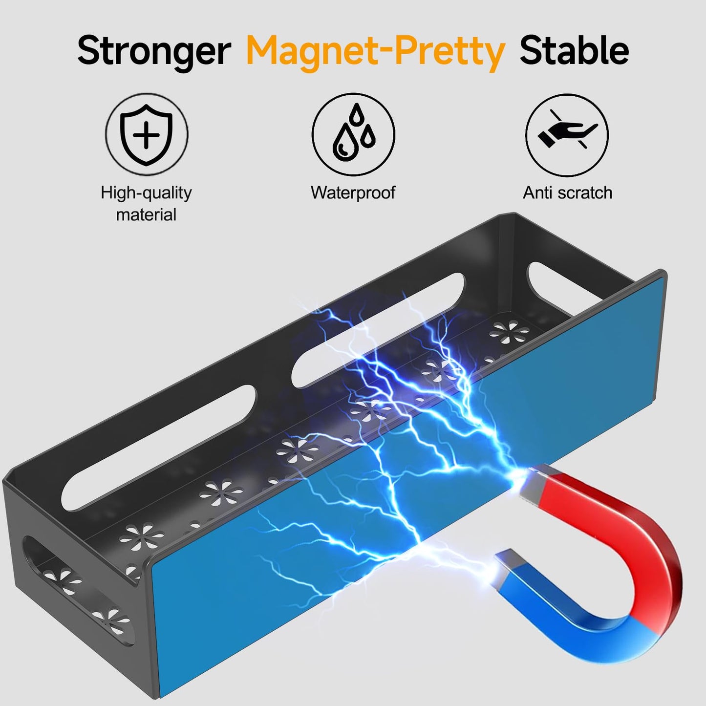 4 Pack Strong Magnetic Spice Rack for Refrigerator, Multipurpose Magnetic Shelf for Fridge with 4 Hooks for kitchen and Bathroom Organization, Black