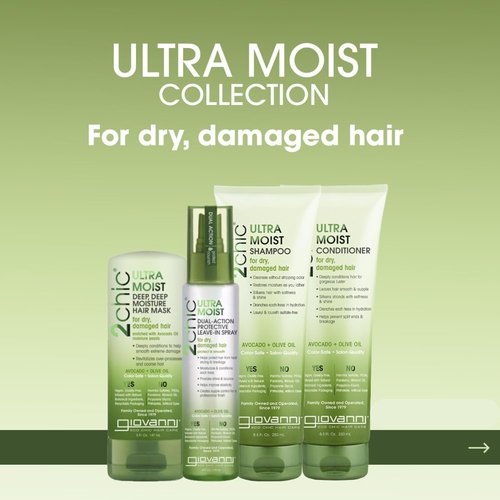 Giovanni 2Chic Ultra-Moist Shampoo & Conditioner Set - Avocado & Olive Oil for Natural Growth | 24 Fl Oz (Set of 2)