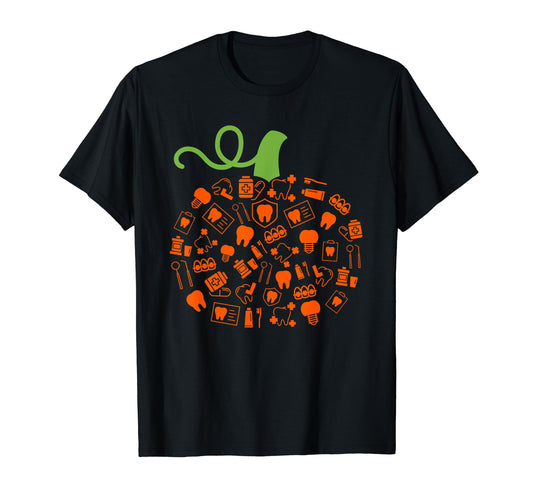 Teeth Ghost Pumpkin Witch Dental Halloween Dentist Dental T-Shirt