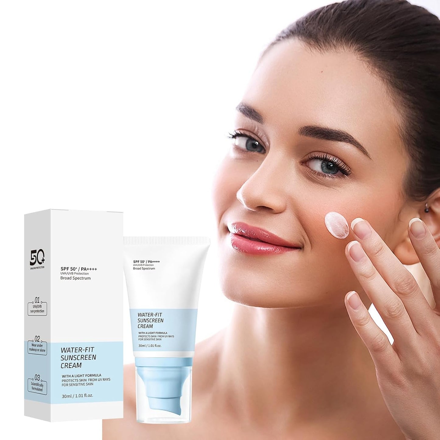 Water-Fit Sunscreen Cream SPF 50+ | Lightweight Daily UV/UVB Protection | Moisturizing Formula, 30ml