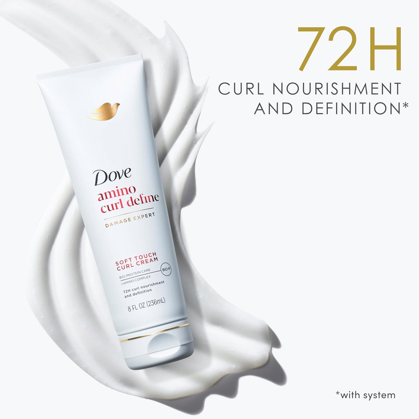 Dove Curl Cream - Amino Curl Formula for Curly & Coily Hair | Bio-Protein Care Technology, 8 Fl Oz