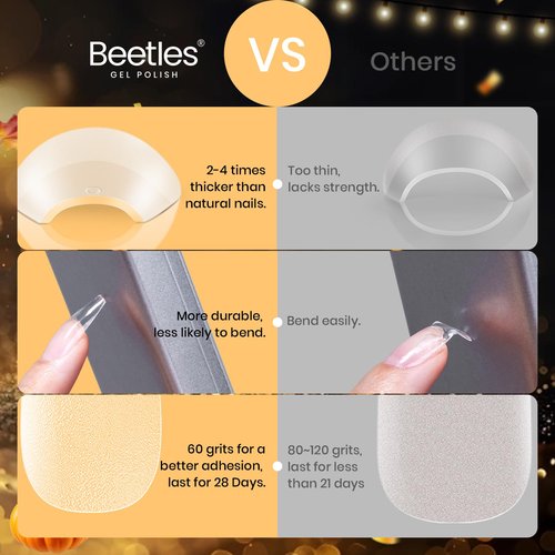 Beetles Gel Nail Tips Medium Coffin Etch X, 12 Sizes 288Pcs Pre Shaped Half Matte Full Cover Press On False Nails Tips Acrylic Fake Nail Extensions Kit Easy DIY Salon Manicure Gift for Women