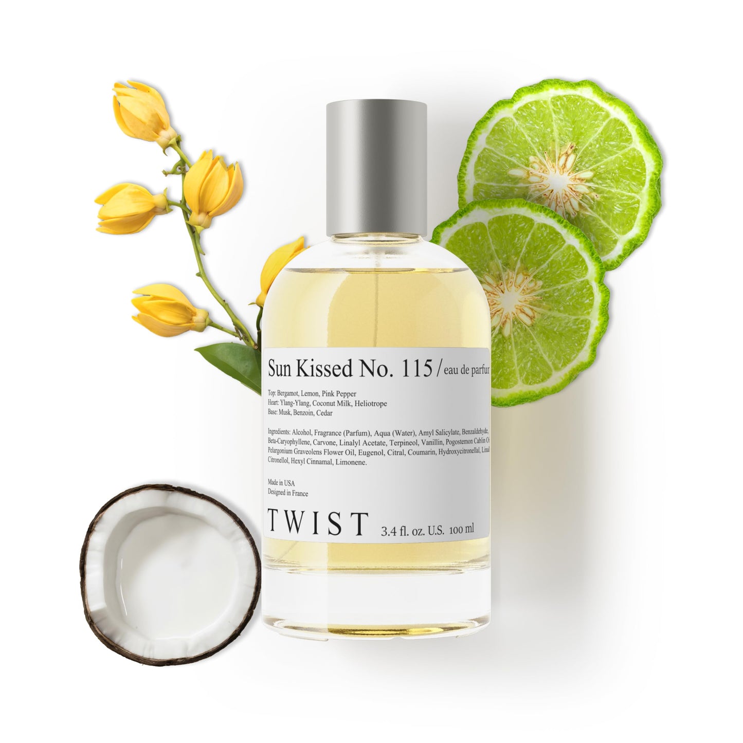 Twist Sun Kissed No. 115 - Inspired by Maison M. Replica Beach Walk, Long-Lasting Perfume for Women, Coconut Milk & Bergamot, Vegan, Clean Ingredients, Fragrance - Spray 100 ml | 3.4 fl. oz.
