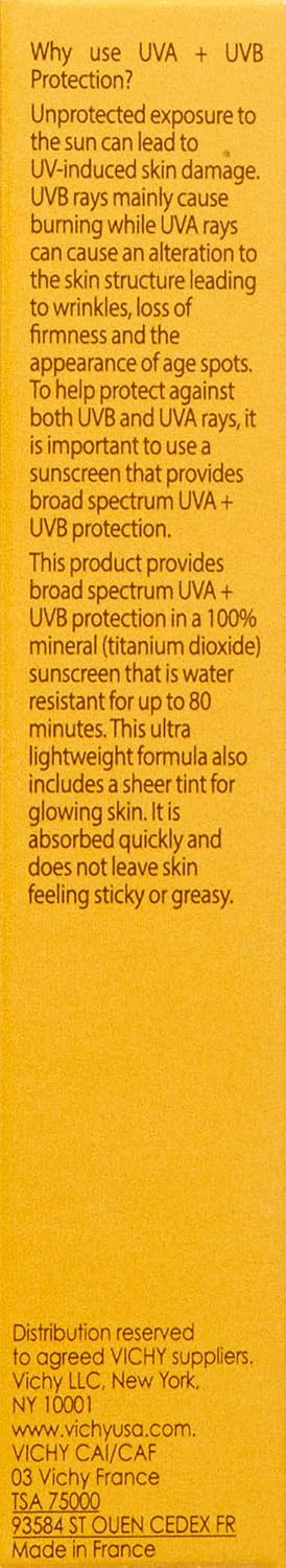 Vichy Capital Soleil Tinted Mineral Sunscreen SPF 60 - Lightweight, Water-Resistant Face Protection, Travel Size