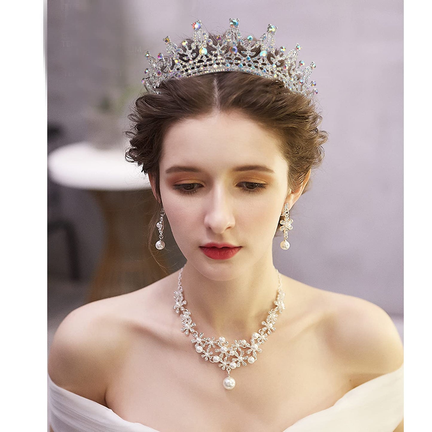 COCIDE Silver Tiara and Crown for Women Birthday Tiara for Girls AB Crystal Queen Crown Rhinestones Hair Accessories for Bride Party Bridesmaids Wedding Halloween Costume Cosplay Gift