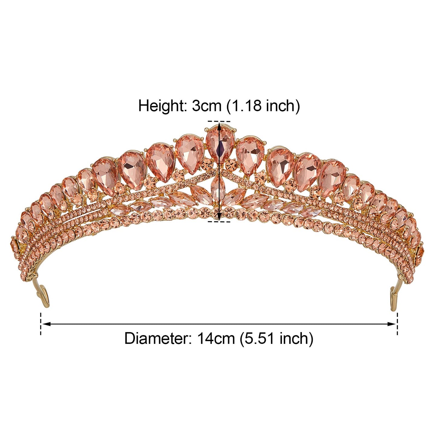 AW BRIDAL Tiaras for Women - Wedding Tiaras for Bride Princess Crowns for Girls Pageant Prom Birthday Headband, Pink - Rose