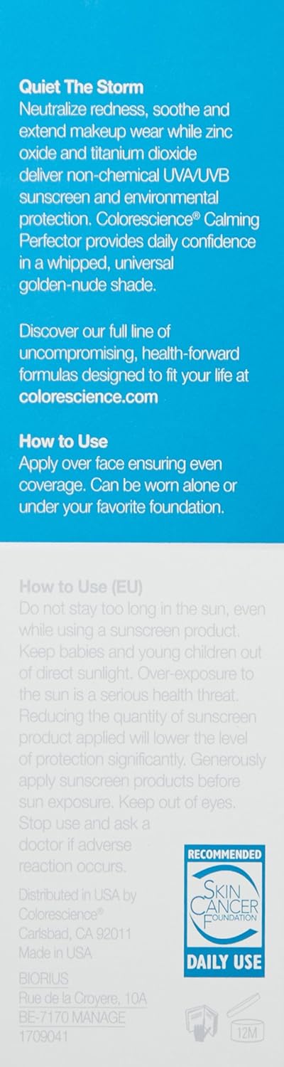 Colorescience Calming Perfector Face Primer - Water Resistant Mineral Sunscreen | Broad Spectrum SPF 20, 1 Fl Oz
