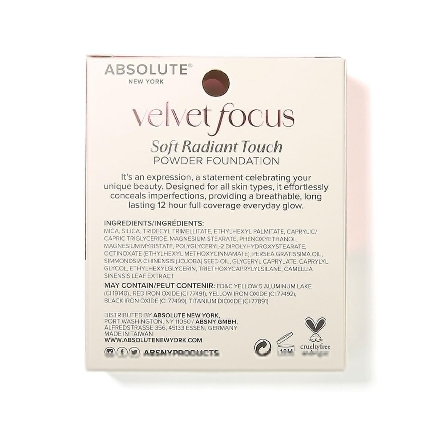 Absolute New York Velvet MFVF02 Light Medium Neutral Focus Powder Foundation | Talc-Free, 12H Long-Lasting, Lightweight