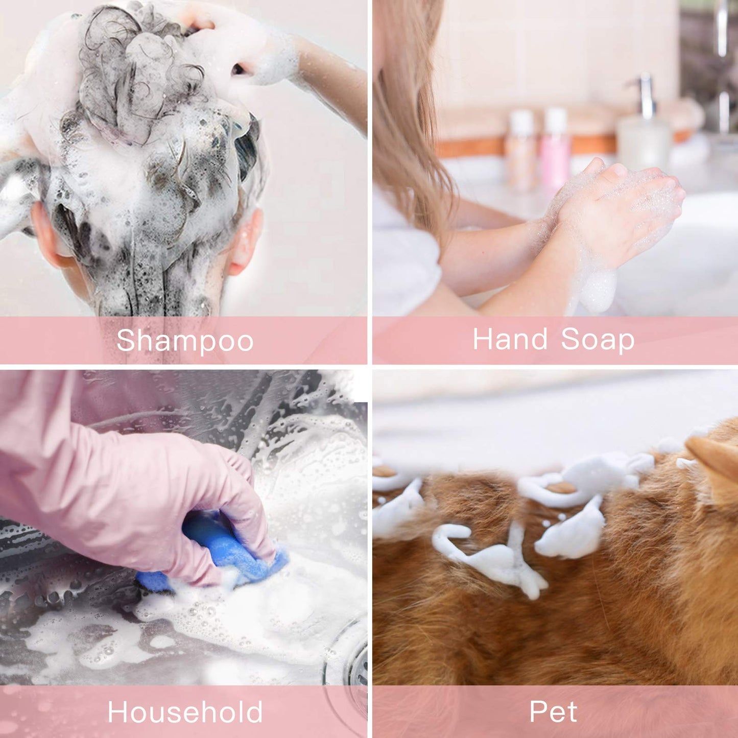 Tekson 30PCS Soap Foam Bottle (2 oz), Empty Travel Foaming Lash Shampoo for Cleanser, Dispenser (Pink Cap)