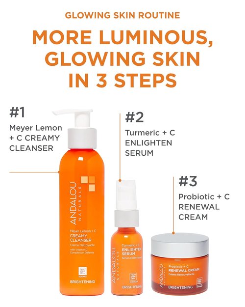 Andalou Naturals Turmeric + Vitamin C Serum - Illuminating Face Treatment for Uneven Tone | 1.1 fl oz