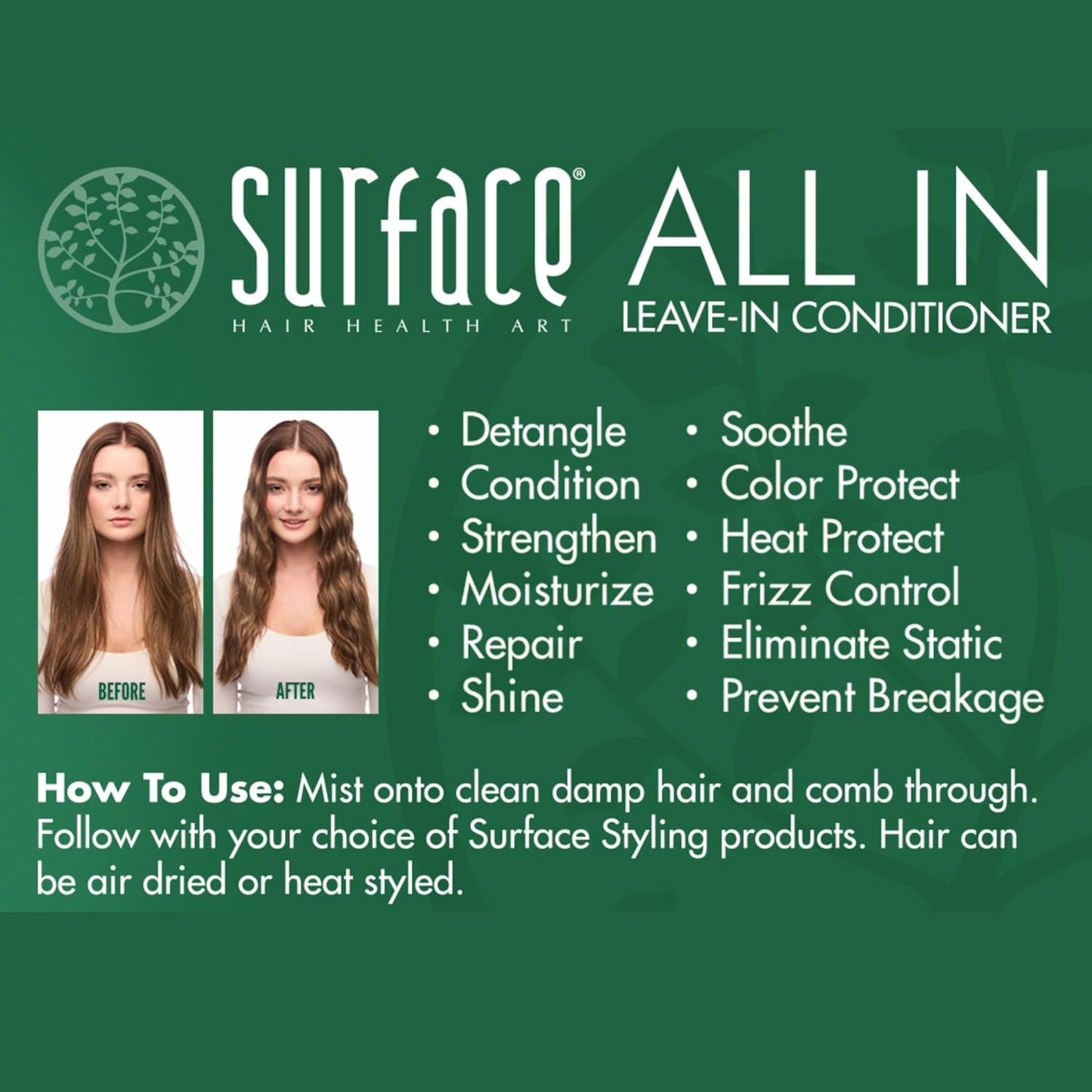 Surface Hair All-In-One Leave-In Conditioner - Detangles, Controls Frizz & Strengthens - 6 Fl Oz