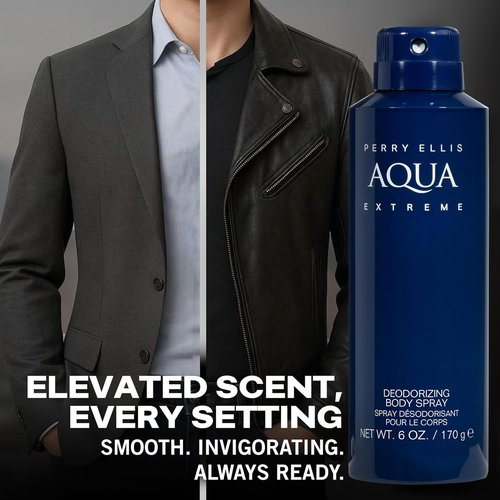 Perry Ellis Aqua Extreme Body Spray for Men - Fresh Wood & Spice Cologne Mist - 6 oz