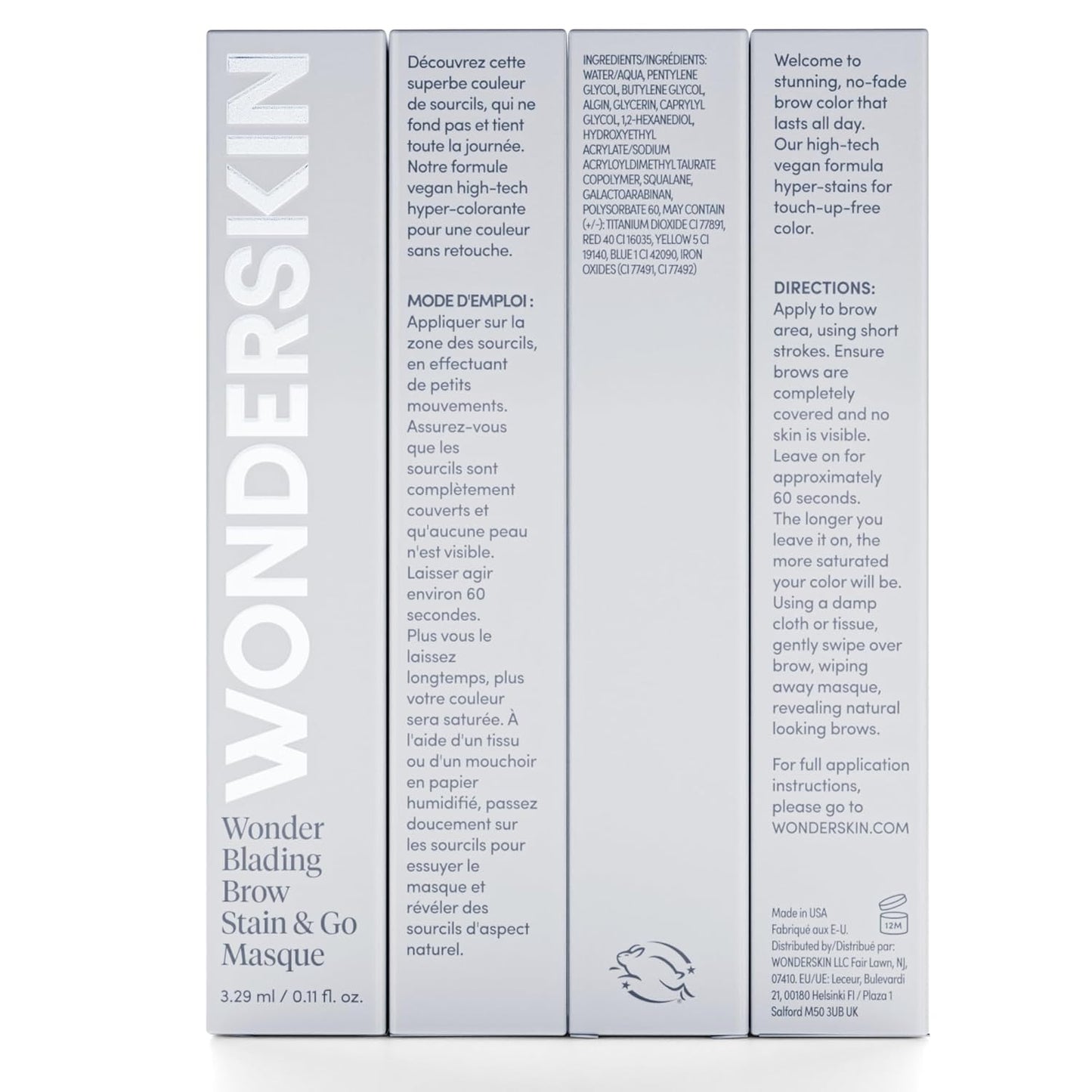 Wonderskin Brow Stain & Go Masque - Long Lasting, Transfer Proof Eyebrow Tint in Dark Brunette
