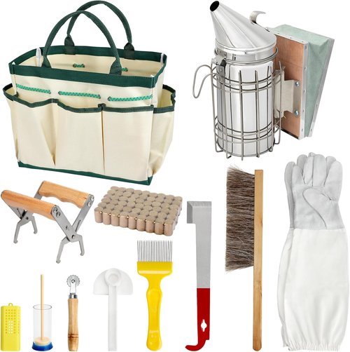 Blisstime 12-Piece Bee Hives Starter Kit - Essential Beekeeping Supplies for Beginners | Includes Smoker & Tools