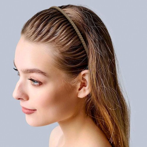 Alpinleux 2 Pcs Headband with Teeth, Comfortable Headbands for Women with Teeth, Fashion Comb Headband, Plastic Head Bands for Women's Hair Non Slip (4.3''×0.7'', Black, Khaki)