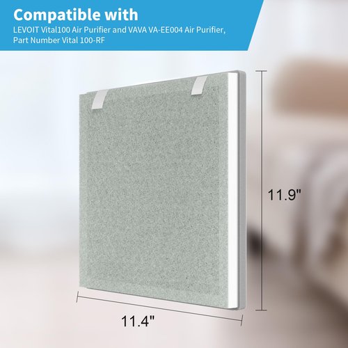 GoKBNY Vital 100 Replacement Filter Compatible with LEVOIT Vital 100 and VAVA VA-EE004 Air Purifiers, Part Number Vital 100-RF, Four(4) 3-in-1 Filters + Four(4) Extra Pre-Filters