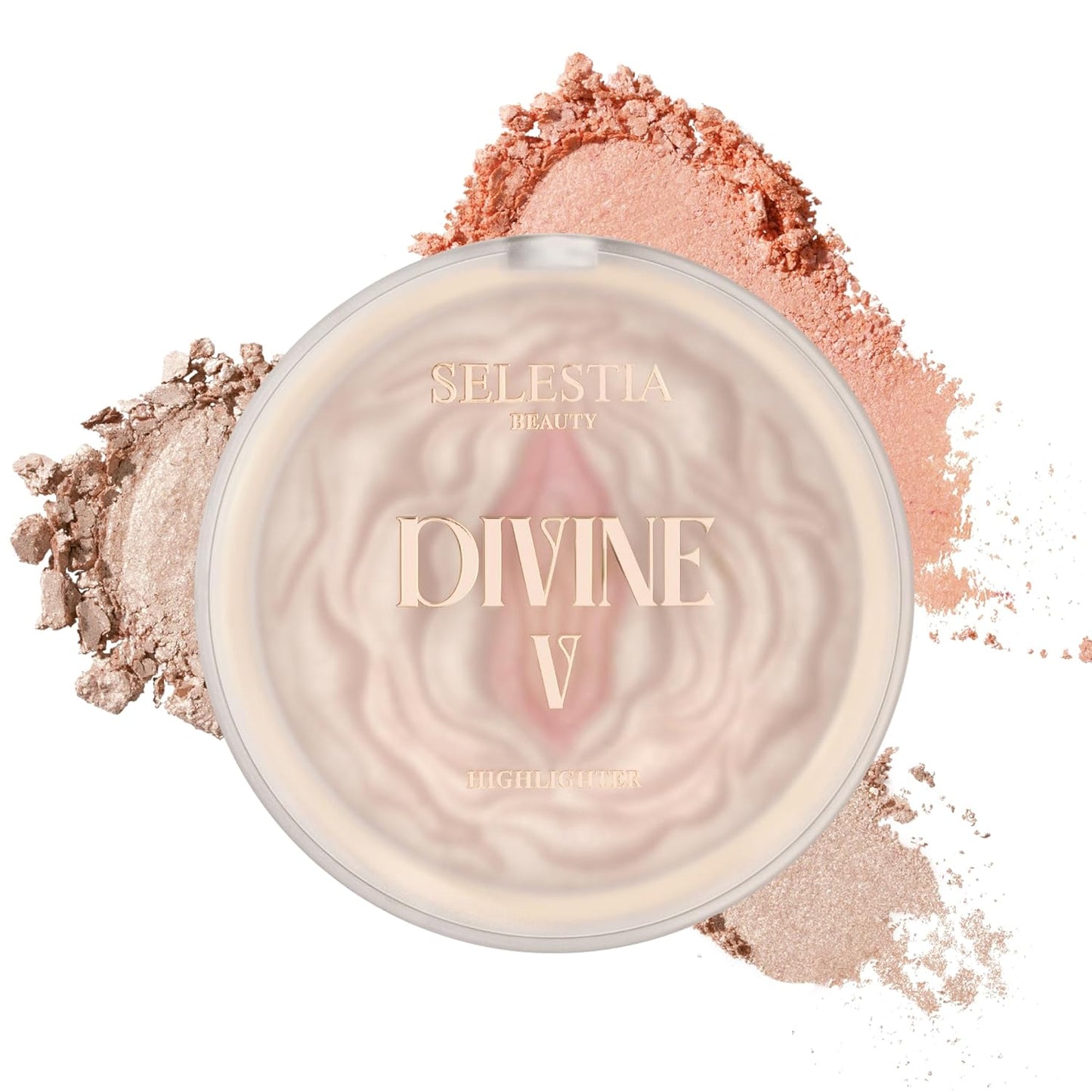 SELESTIA BEAUTY Powder Highlighter – Divine V | Radiant Glow for All Skin Tones, 0.53 oz