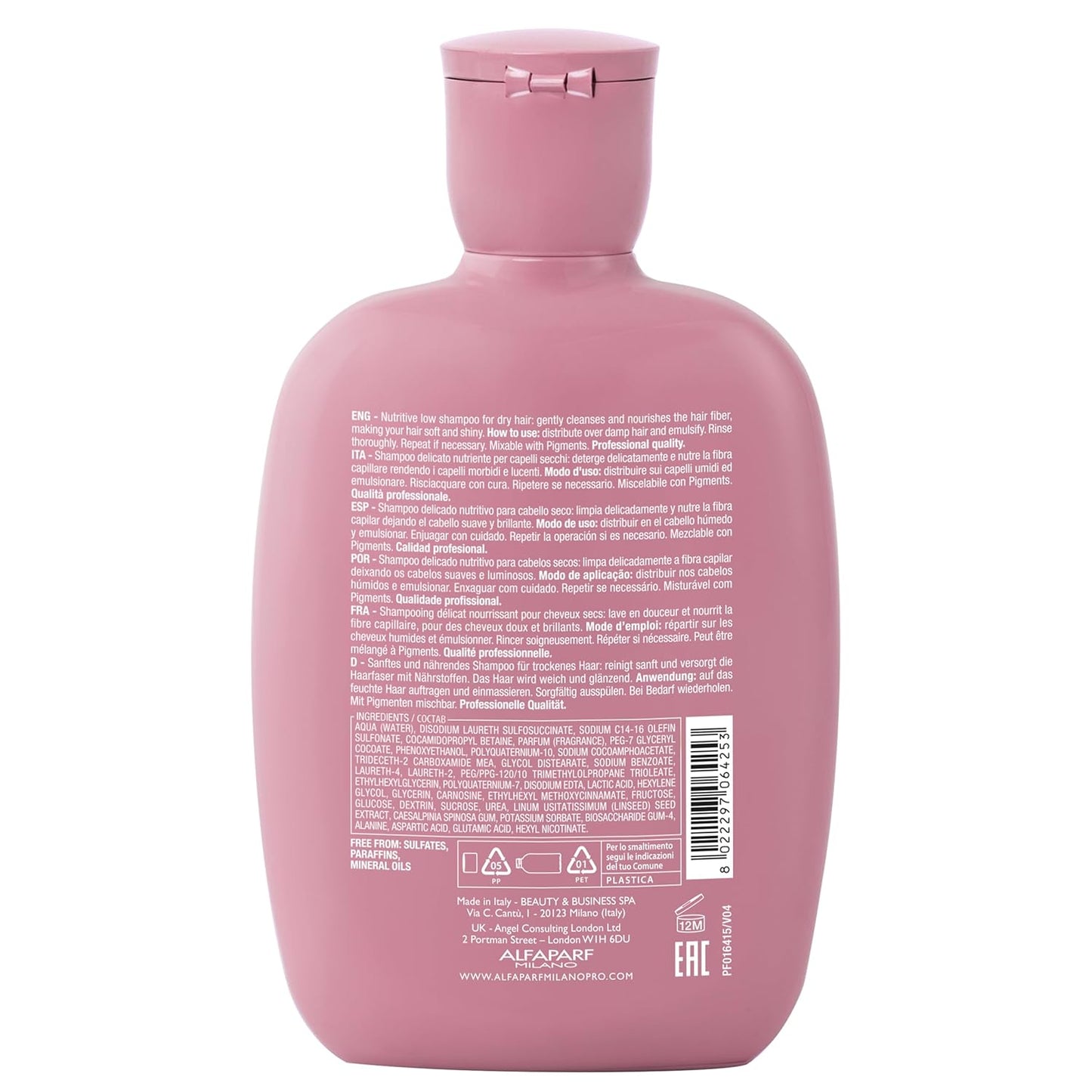 Alfaparf Milano Semi Di Lino Moisture Nutritive Shampoo - Sulfate & Paraben Free for Dry Hair | Salon Quality