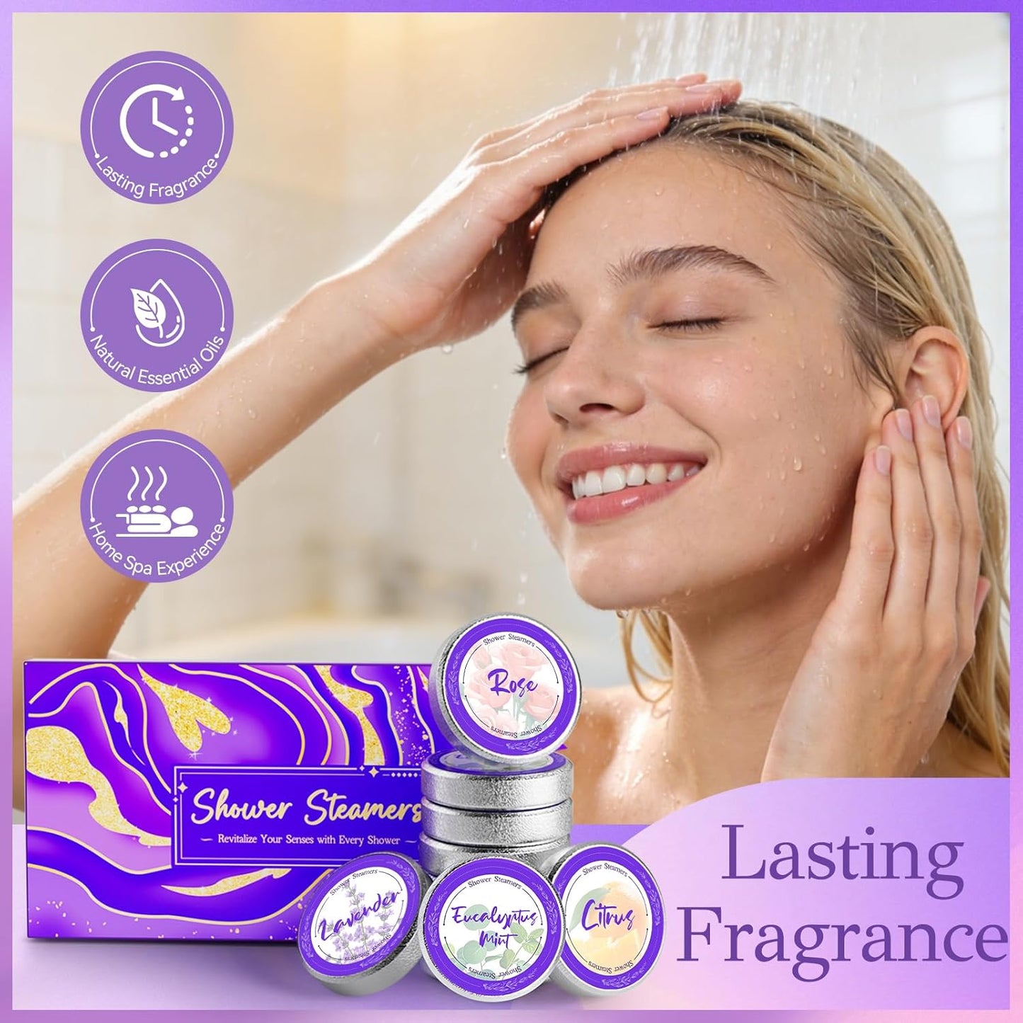 Skiennix Shower Steamers - Aromatherapy Gift Set for Women | 8 Pcs with Natural Essential Oils
