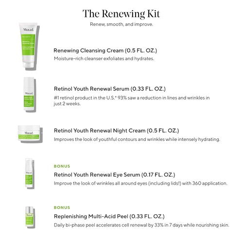 Murad Active Renewal 30-Day Regimen Kit | 5-Piece Trial Set for Youthful Skin Renewal