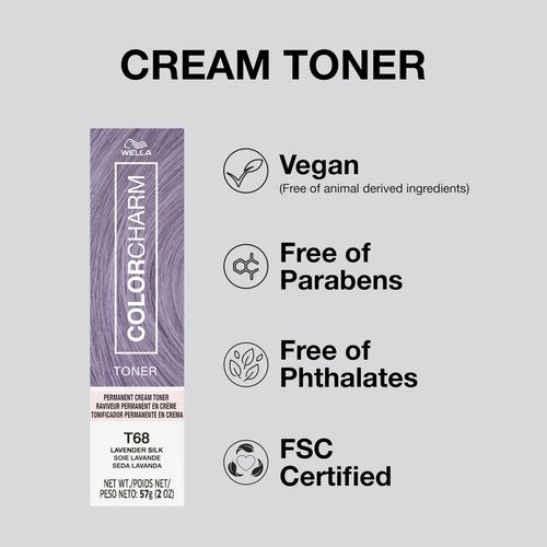 COLORCHARM Permanent Cream Toner | Neutralize Brass | Free of Animal-Derived Ingredients, Parabens & Gluten Free | T69 Pearl Gray | 2 oz