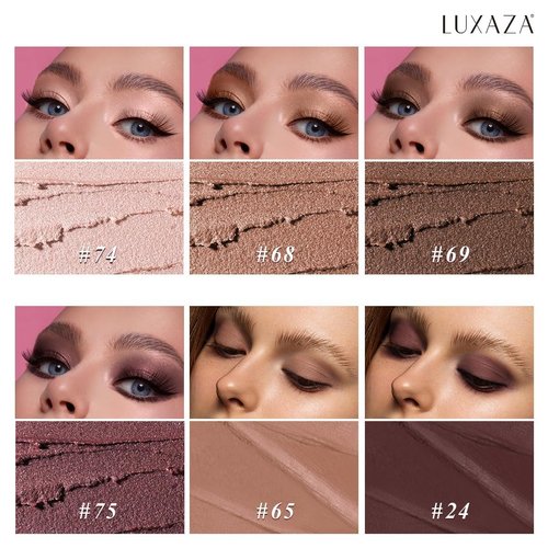 LUXAZA PRO Eyeshadow Stick Makeup Set - 6PCS Brown Metallic Shimmer & Matte Cream Crayon | Grape Wine