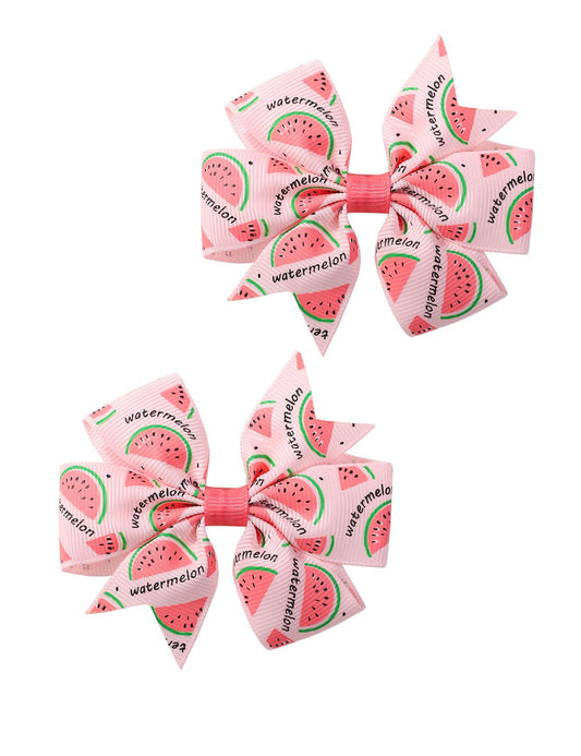 Watermelon Bow Hair Clips Pin Girls Fruit Hair Bowknot Watermelon Hairclips BBG22 (Set-G)