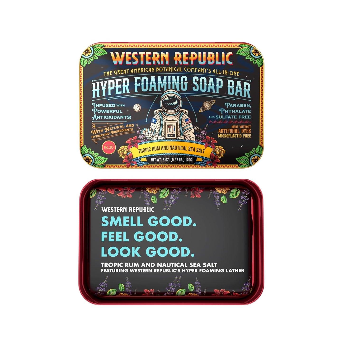 Hyper Foaming Soap Bar - Tropic Rum & Nautical Sea Salt | Ultra-Lathering Hydrating Bar Soap for Men | (2 Pack) | Made in USA