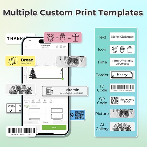 Nelko Label Maker - P21 Bluetooth Mini Printer with Multiple Templates for Home & Office - White