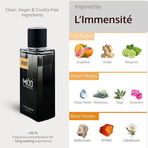 Mod Fragrances Infinite Extrait de Parfum for Men - Long Lasting Fresh Amber & Spicy Scent | Inspired by L’Immensité