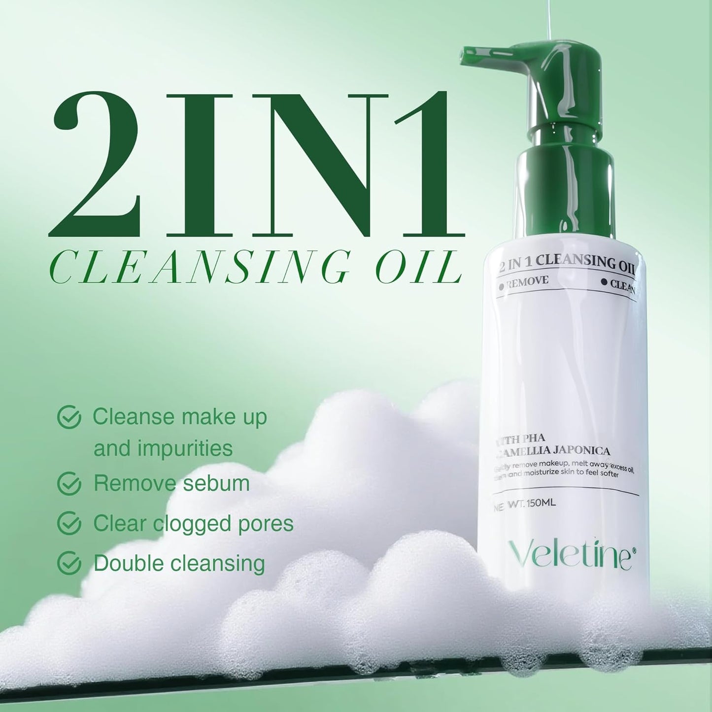 Skiennix 2-in-1 Makeup Remover Cleansing Oil - Lightweight & Deep Cleansing with Centella & Camellia, 150ml