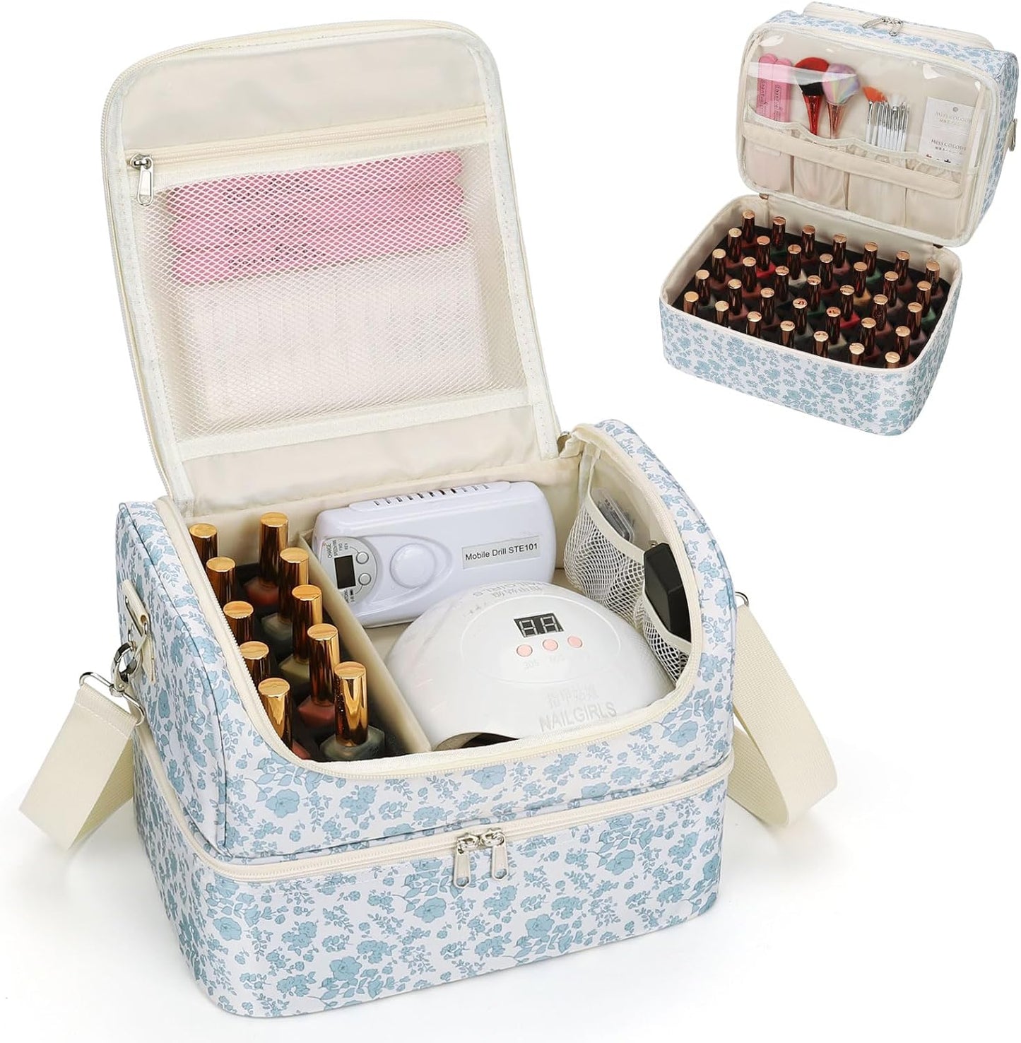 CUBETASTIC Nail Polish Organizer - Travel Storage Case for 45 Bottles & Nail Lamp | Perfect for Nail Techs