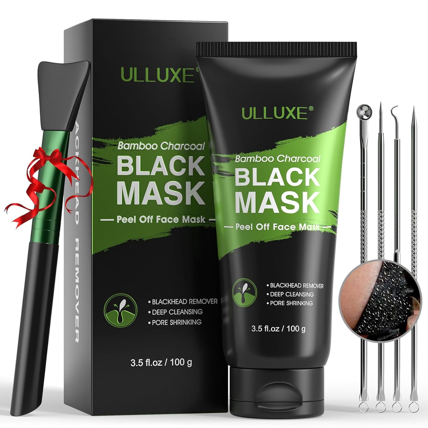 Ulluxe Blackhead Remover Mask Kit - Charcoal Peel Off Face Mask for Deep Cleansing Pores | 3.5 Fl. Oz