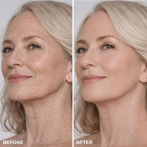 LUMINESS Liquid Mirage Foundation Kit - SPF 50 Color Adjusting Formula with Primer & Brush | Perfect for Mature Skin